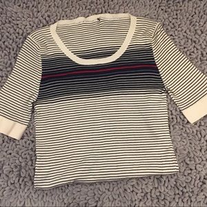 Gucci Striped Seta Silk Top White, Navy, Red